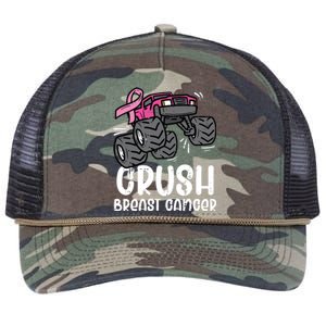 Kids Monster Truck Pink Breast Cancer Awareness Kids Retro Rope Trucker Hat Cap