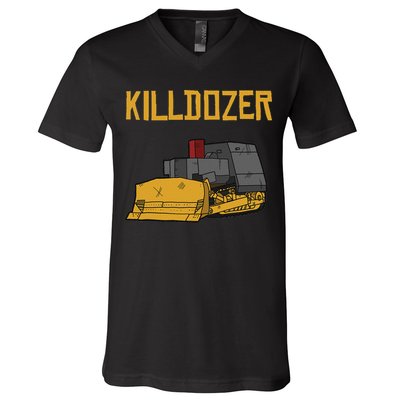 Killdozer Modified Tank Bulldozer V-Neck T-Shirt