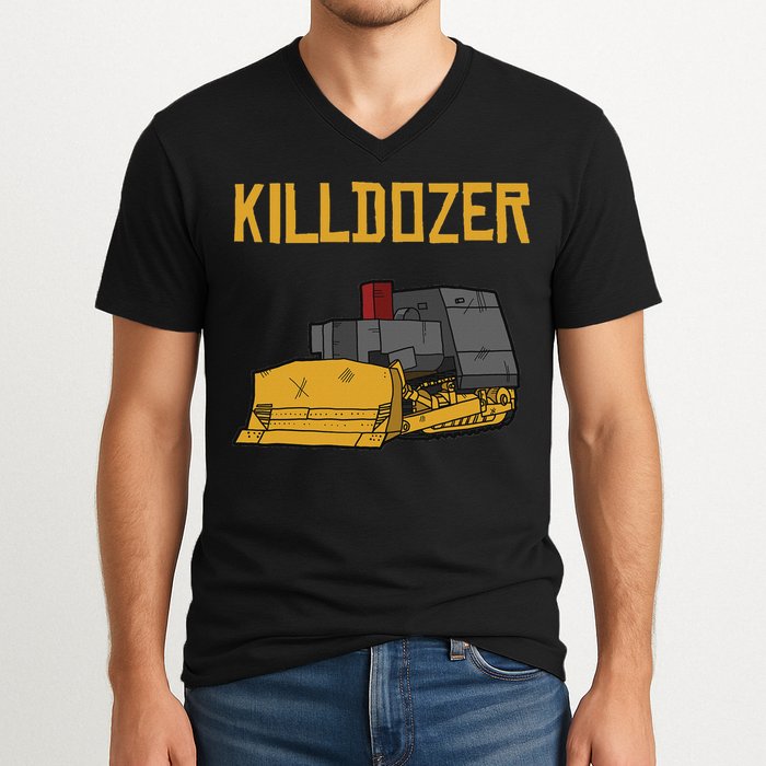 Killdozer Modified Tank Bulldozer V-Neck T-Shirt