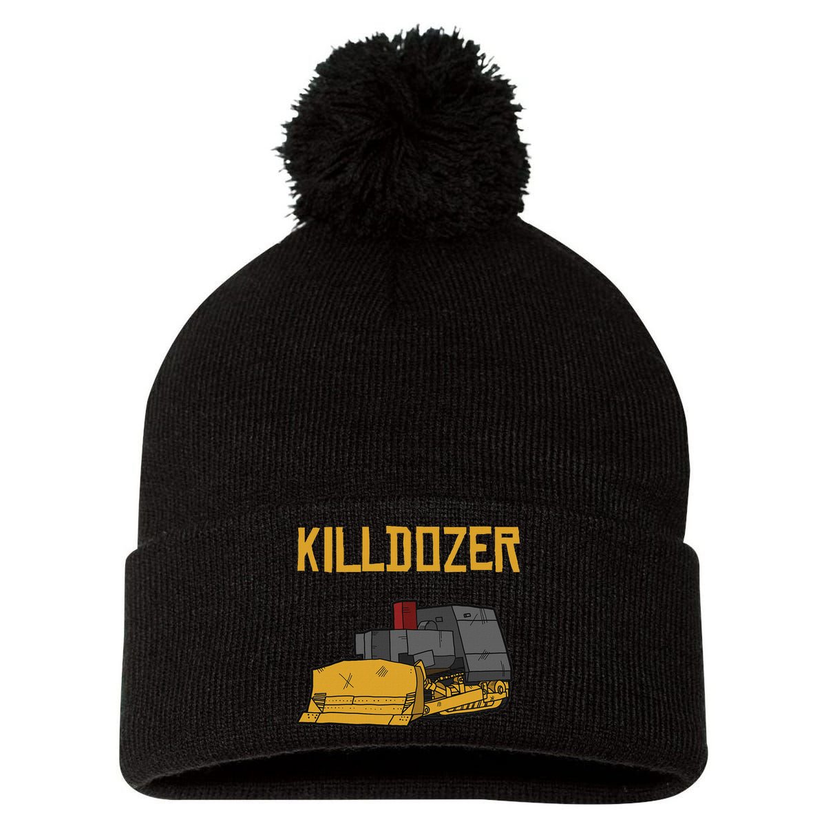 Killdozer Modified Tank Bulldozer Pom Pom 12in Knit Beanie