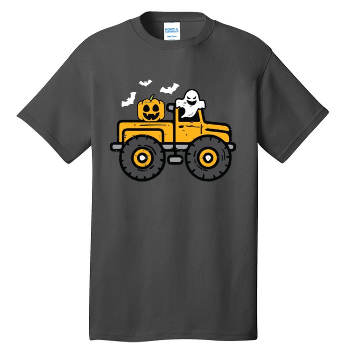 Kids Monster Truck Ghost Pumpkin Halloween Costume Boy Tall T-Shirt