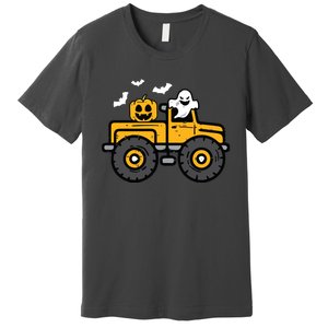 Kids Monster Truck Ghost Pumpkin Halloween Costume Boy Premium T-Shirt