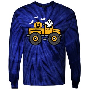 Kids Monster Truck Ghost Pumpkin Halloween Costume Boy Tie-Dye Long Sleeve Shirt