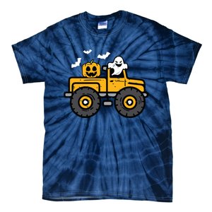 Kids Monster Truck Ghost Pumpkin Halloween Costume Boy Tie-Dye T-Shirt