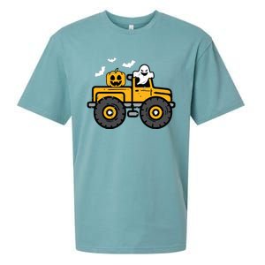 Kids Monster Truck Ghost Pumpkin Halloween Costume Boy Sueded Cloud Jersey T-Shirt