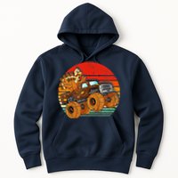 Kids Monster Truck Turkey Sunset Retro Thanksgiving Boys Toddler Hoodie