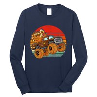 Kids Monster Truck Turkey Sunset Retro Thanksgiving Boys Toddler Long Sleeve Shirt