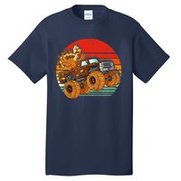 Kids Monster Truck Turkey Sunset Retro Thanksgiving Boys Toddler Tall T-Shirt