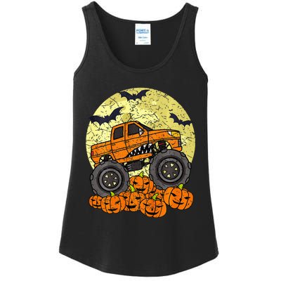 Kids Monster Truck Halloween Jack O Lantern Moon Pumpkin Ladies Essential Tank