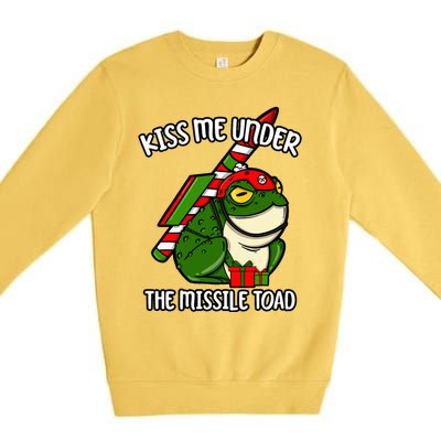 K.iss Me Under The Missile Toad Funny Christmas Holiday Joke Premium Crewneck Sweatshirt