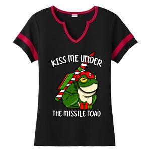 K.iss Me Under The Missile Toad Funny Christmas Holiday Joke Ladies Halftime Notch Neck Tee