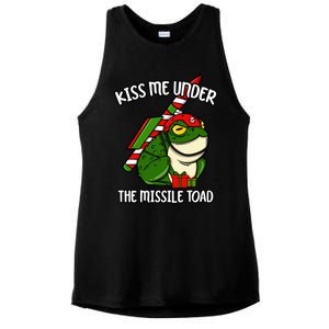 K.iss Me Under The Missile Toad Funny Christmas Holiday Joke Ladies PosiCharge Tri-Blend Wicking Tank