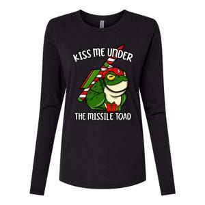 K.iss Me Under The Missile Toad Funny Christmas Holiday Joke Womens Cotton Relaxed Long Sleeve T-Shirt