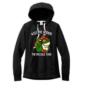 K.iss Me Under The Missile Toad Funny Christmas Holiday Joke Women's Fleece Hoodie