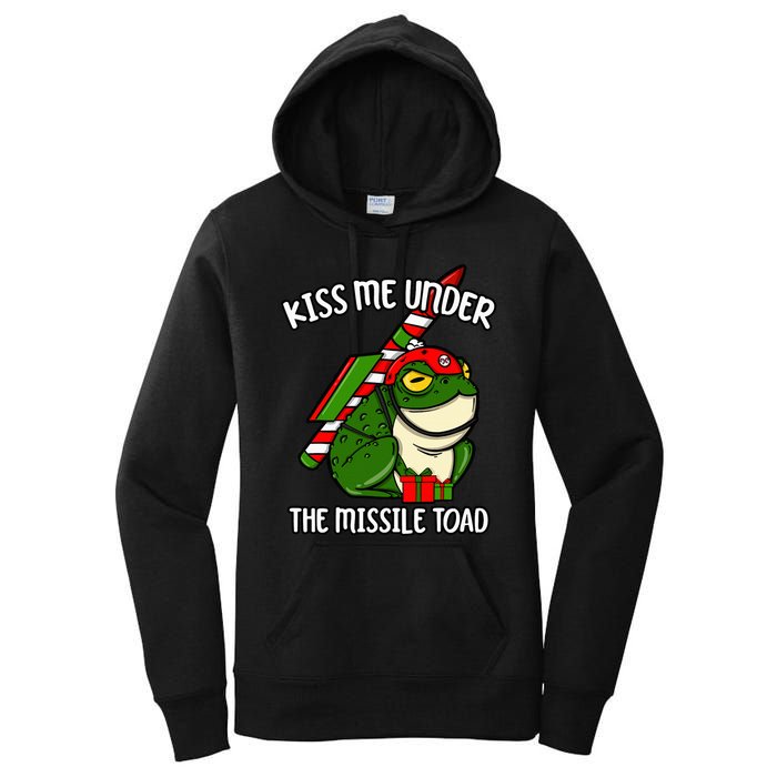 K.iss Me Under The Missile Toad Funny Christmas Holiday Joke Women's Pullover Hoodie