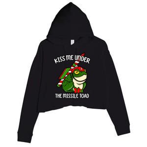 K.iss Me Under The Missile Toad Funny Christmas Holiday Joke Crop Fleece Hoodie