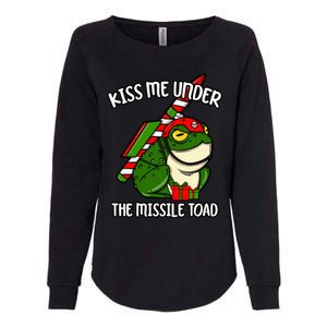 K.iss Me Under The Missile Toad Funny Christmas Holiday Joke Womens California Wash Sweatshirt