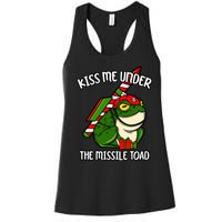 K.iss Me Under The Missile Toad Funny Christmas Holiday Joke Women's Racerback Tank