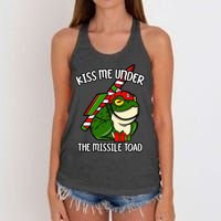 K.iss Me Under The Missile Toad Funny Christmas Holiday Joke Women's Knotted Racerback Tank