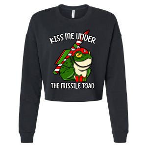 K.iss Me Under The Missile Toad Funny Christmas Holiday Joke Cropped Pullover Crew