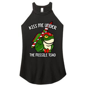 K.iss Me Under The Missile Toad Funny Christmas Holiday Joke Women's Perfect Tri Rocker Tank