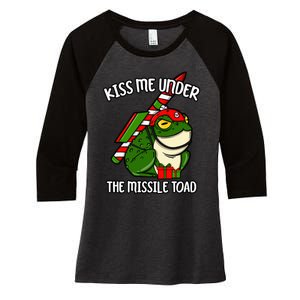 K.iss Me Under The Missile Toad Funny Christmas Holiday Joke Women's Tri-Blend 3/4-Sleeve Raglan Shirt