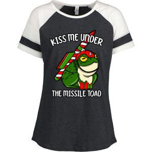 K.iss Me Under The Missile Toad Funny Christmas Holiday Joke Enza Ladies Jersey Colorblock Tee