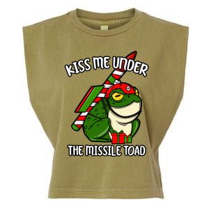 K.iss Me Under The Missile Toad Funny Christmas Holiday Joke Garment-Dyed Women's Muscle Tee