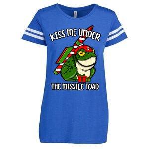 K.iss Me Under The Missile Toad Funny Christmas Holiday Joke Enza Ladies Jersey Football T-Shirt