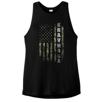 Krav Maga Usa American Flag Camo Fan Vintage Ladies PosiCharge Tri-Blend Wicking Tank