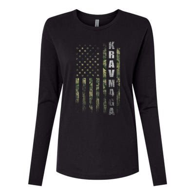 Krav Maga Usa American Flag Camo Fan Vintage Womens Cotton Relaxed Long Sleeve T-Shirt