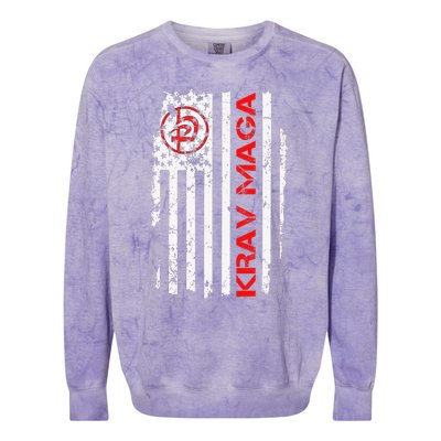 Krav Maga Usa American Flag Symbol Fan Vintage Colorblast Crewneck Sweatshirt