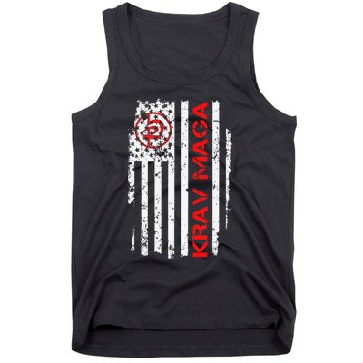 Krav Maga Usa American Flag Symbol Fan Vintage Tank Top