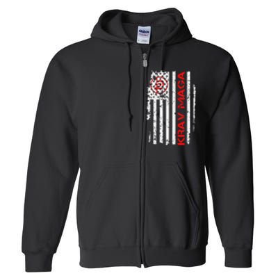 Krav Maga Usa American Flag Symbol Fan Vintage Full Zip Hoodie