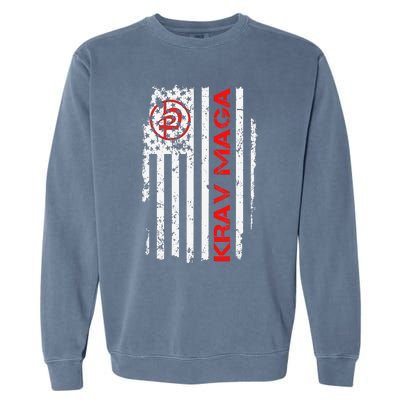 Krav Maga Usa American Flag Symbol Fan Vintage Garment-Dyed Sweatshirt