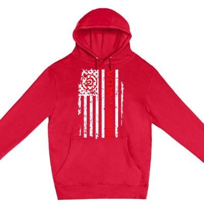 Krav Maga Usa American Flag Symbol Fan Vintage Premium Pullover Hoodie