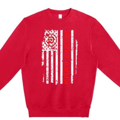 Krav Maga Usa American Flag Symbol Fan Vintage Premium Crewneck Sweatshirt