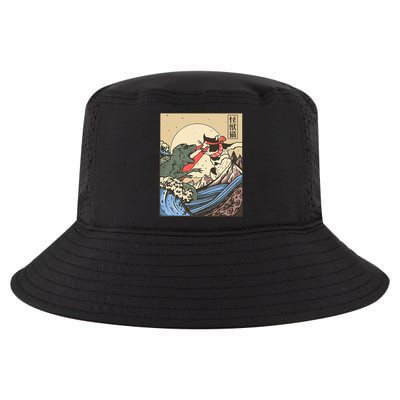 Kaiju Monster Vs Cat Laser Eye Fight Japanese Zilla Cool Comfort Performance Bucket Hat