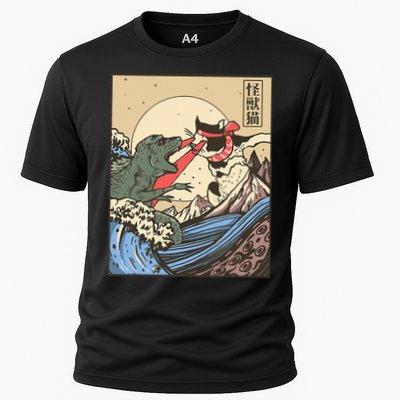 Kaiju Monster Vs Cat Laser Eye Fight Japanese Zilla Performance Shirt