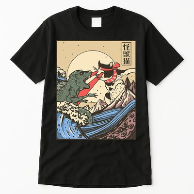 Kaiju Monster Vs Cat Laser Eye Fight Japanese Zilla Tall T-Shirt