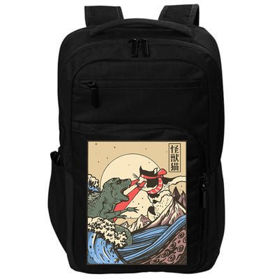 Kaiju Monster Vs Cat Laser Eye Fight Japanese Zilla Impact Tech Backpack