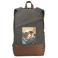 Kaiju Monster Vs Cat Laser Eye Fight Japanese Zilla Cotton Canvas Backpack