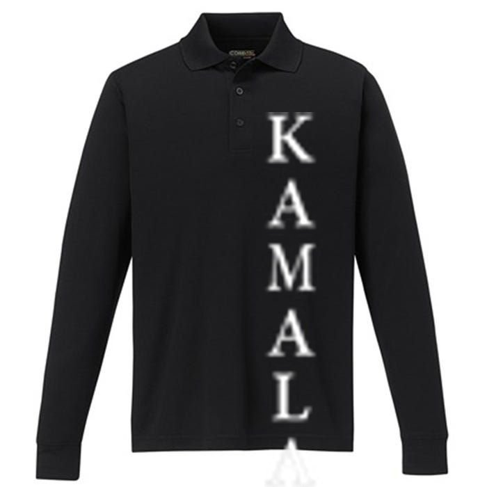 Kamala Name 2024 Performance Long Sleeve Polo