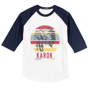 Karok Native American Indian Tribe Respect Pride Retro Sun Gift Baseball Sleeve Shirt