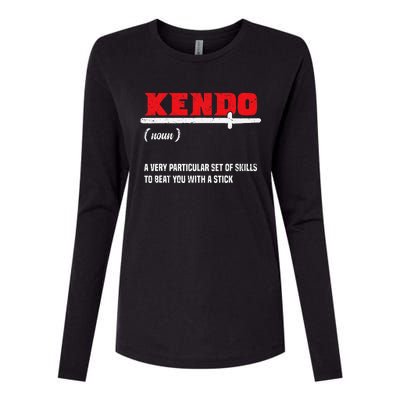 Kendo (Noun) A Very Particular Set Of Skills To Beat You Womens Cotton Relaxed Long Sleeve T-Shirt