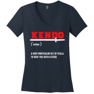 Kendo (Noun) A Very Particular Set Of Skills To Beat You Women's V-Neck T-Shirt