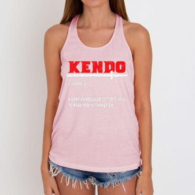 Kendo (Noun) A Very Particular Set Of Skills To Beat You Women's Knotted Racerback Tank