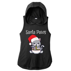 Kawaii Neko Anime Ra Santa Paws Cute Gift Ladies PosiCharge Tri-Blend Wicking Draft Hoodie Tank