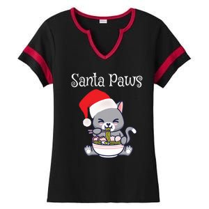 Kawaii Neko Anime Ra Santa Paws Cute Gift Ladies Halftime Notch Neck Tee