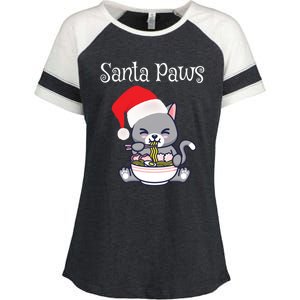 Kawaii Neko Anime Ra Santa Paws Cute Gift Enza Ladies Jersey Colorblock Tee